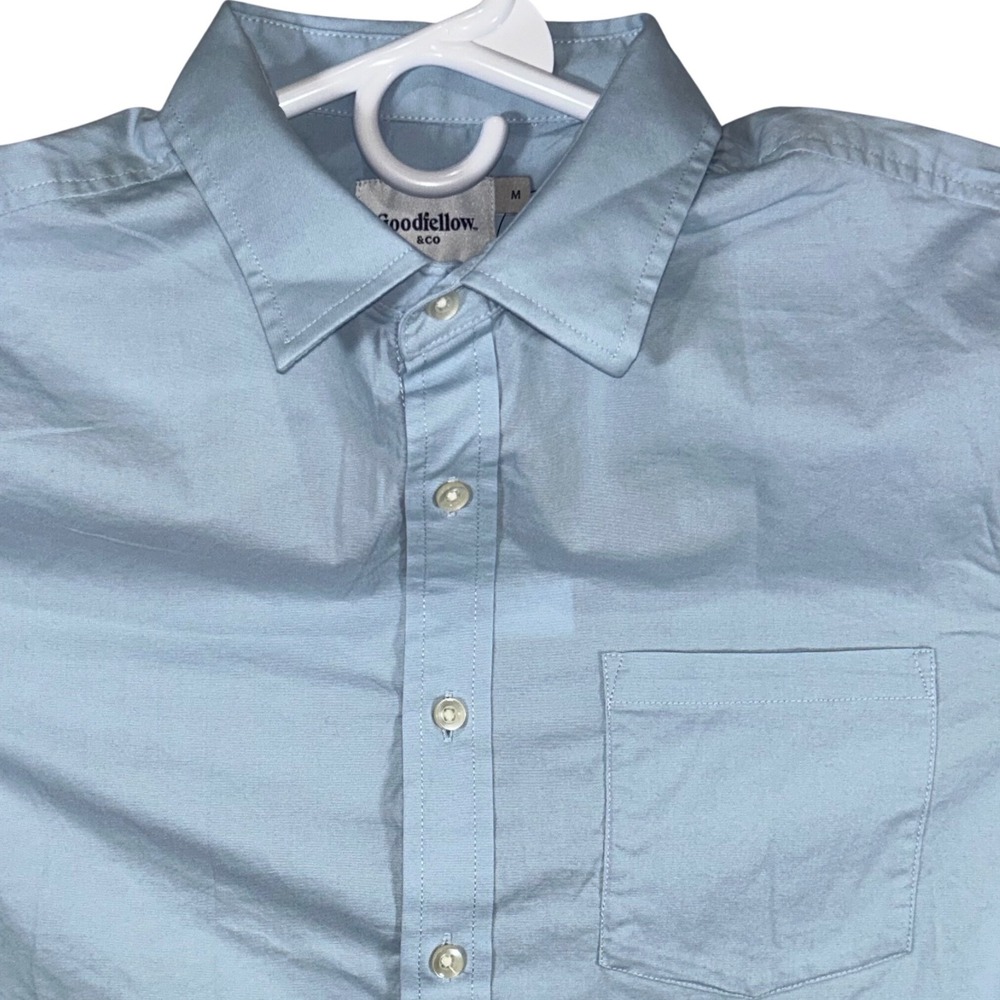 Goodfellow & Co Mens SS‎ Poplin Shirt Clean Blue Medium Every Wear Button Up NEW
